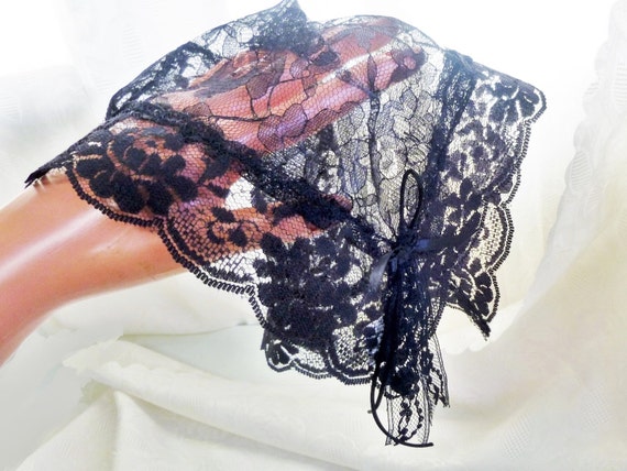 Black Lace Handkerchief Rectangular Hanky Gothic Wedding or