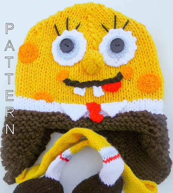 Knitting Pattern Spongebob Hat Character Hat by WistfullyWoolen