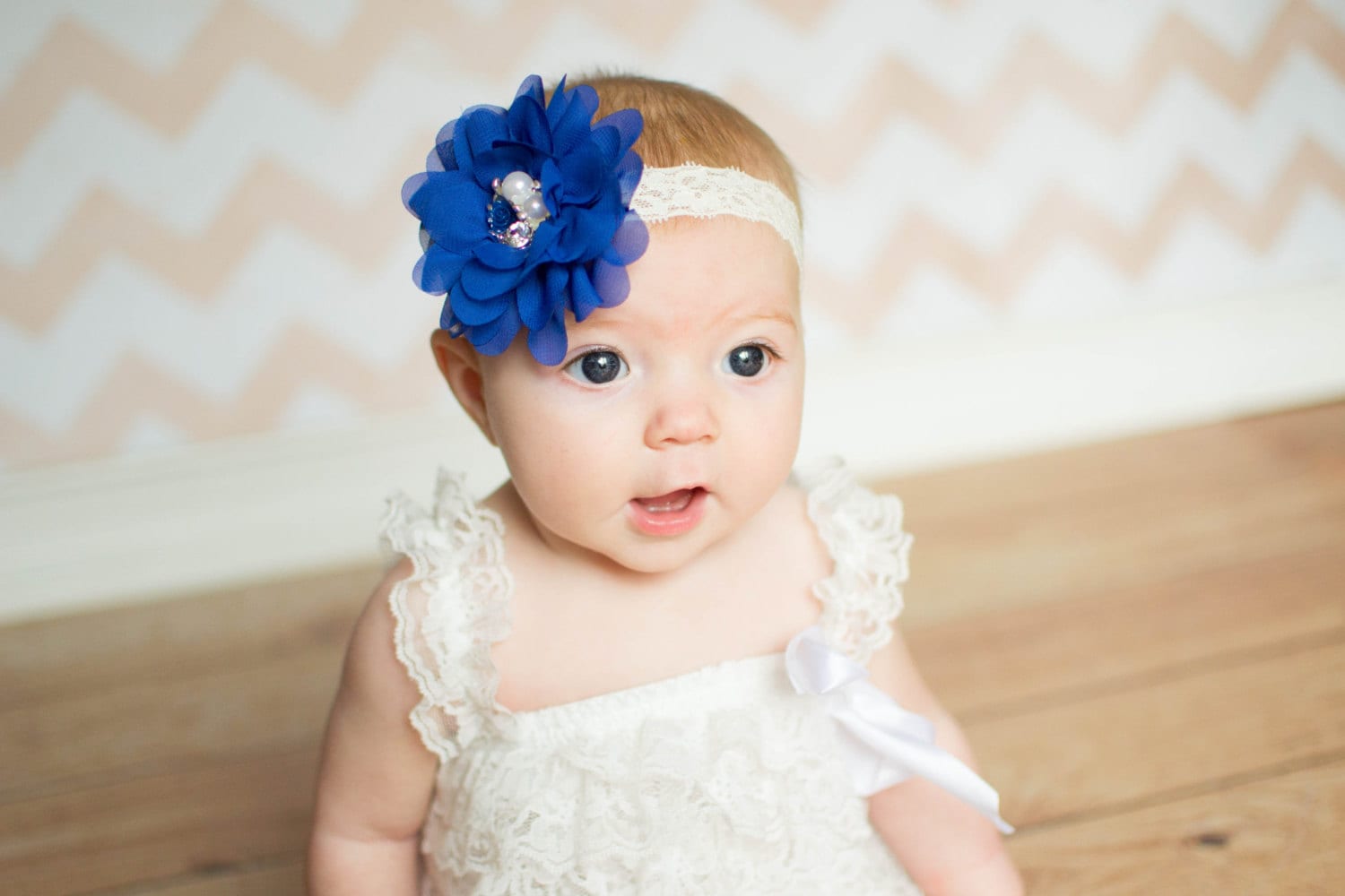 Blue Baby Headband, Blue Flower Headband, Royal Blue, Newborn Photo ...