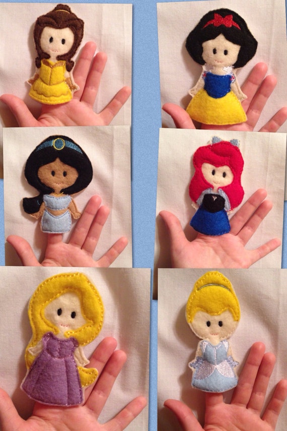 Princess finger puppets embroidered puppet kids by FeltasticFelts