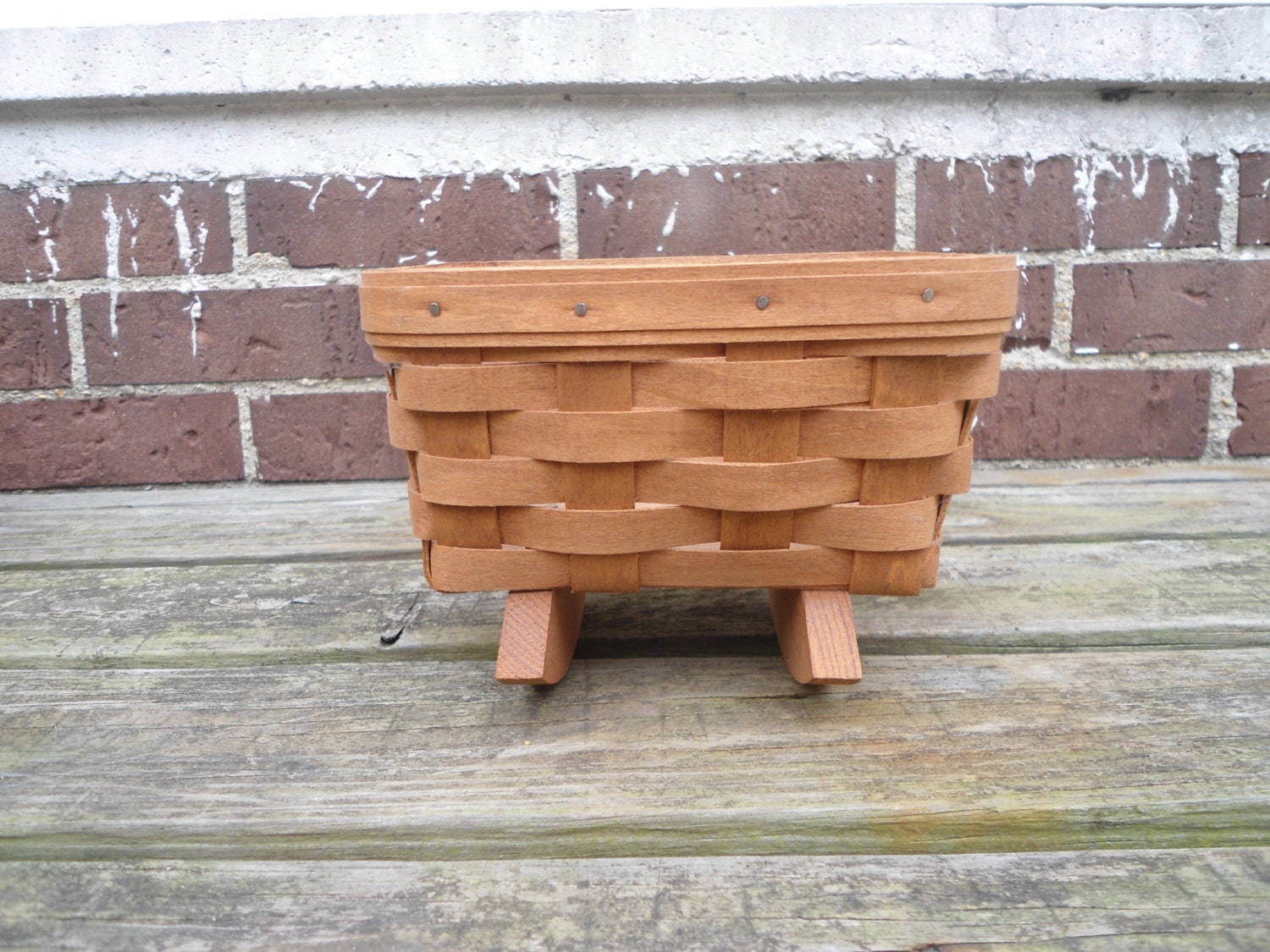 Vintage Longaberger Cradle Basket 1993 Handwoven Stamped and Signed