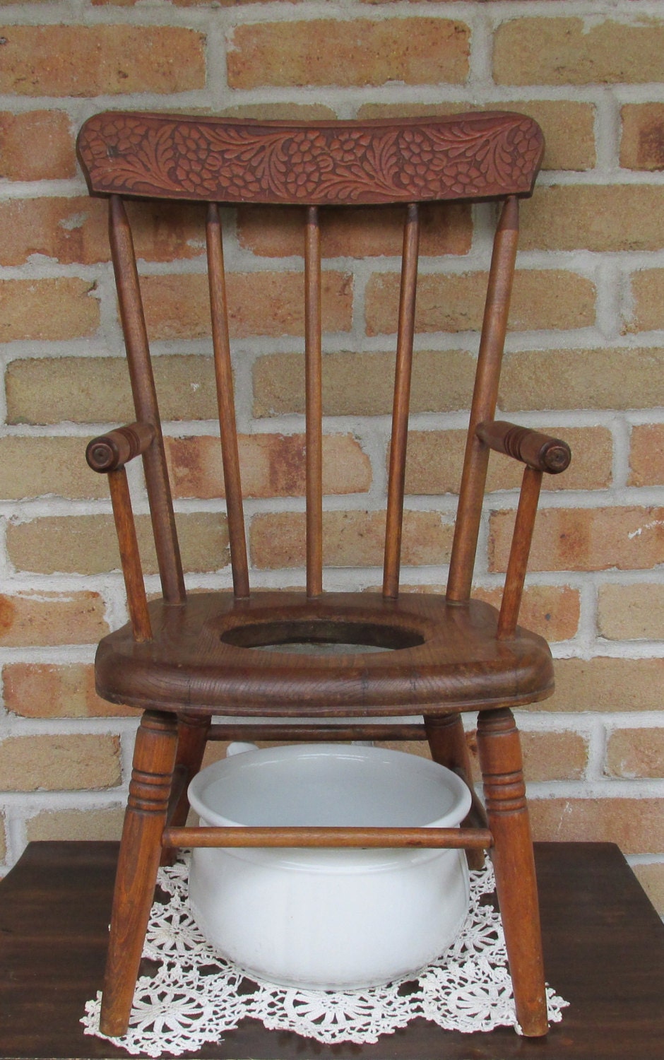 Antique Fan Back Windsor Childs Potty chair by 2sisterspicks