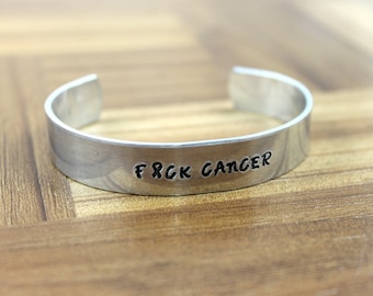 F#ck Cancer Bracelet / Cancer Survivor Bracelet / Hand Stamped Bracelet / Cancer Bracelet / Breast Cancer Gift / Mature Gift