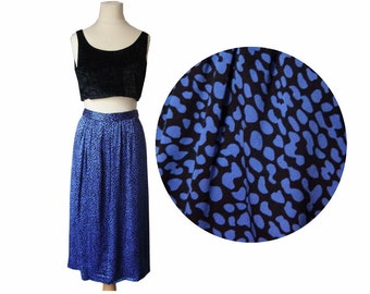Jupe Crayon En Cuir Véritable Vintage Années 80 - Bleue, Taille 36, Fabriquée En Espagne