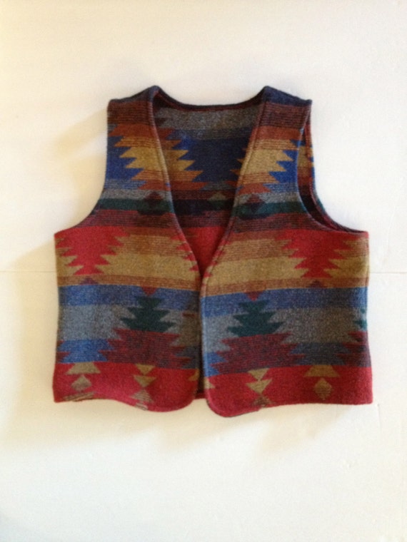 Southwestern Blanket Vest / Tribal Boho Style / Vintage Navajo