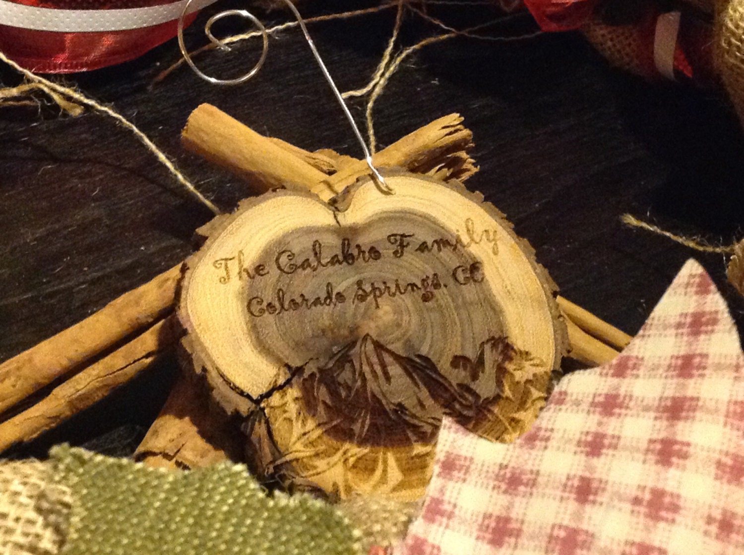 Unique Custom Engraved Wood Ornament, Mountains, Pike's Peak, Custom Made, Personalized, Engraved, Christmas Decoration, Handmade