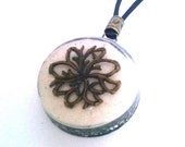 Orgonite pendant-shungit-magical-white-flower-copper-metal-crafted