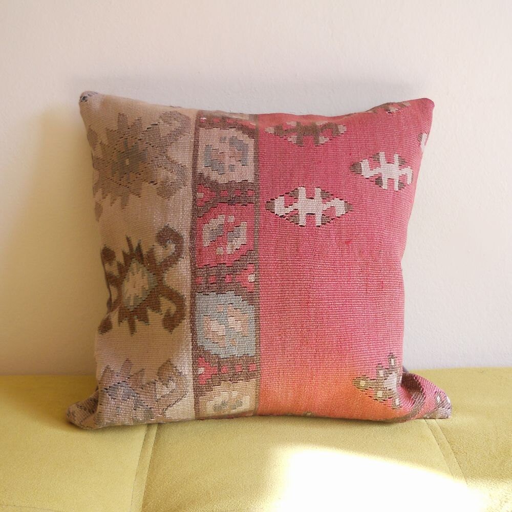 SHIPPING FREE Pastel Pink Kilim Pillow by BUTTERFLYRugs on Etsy