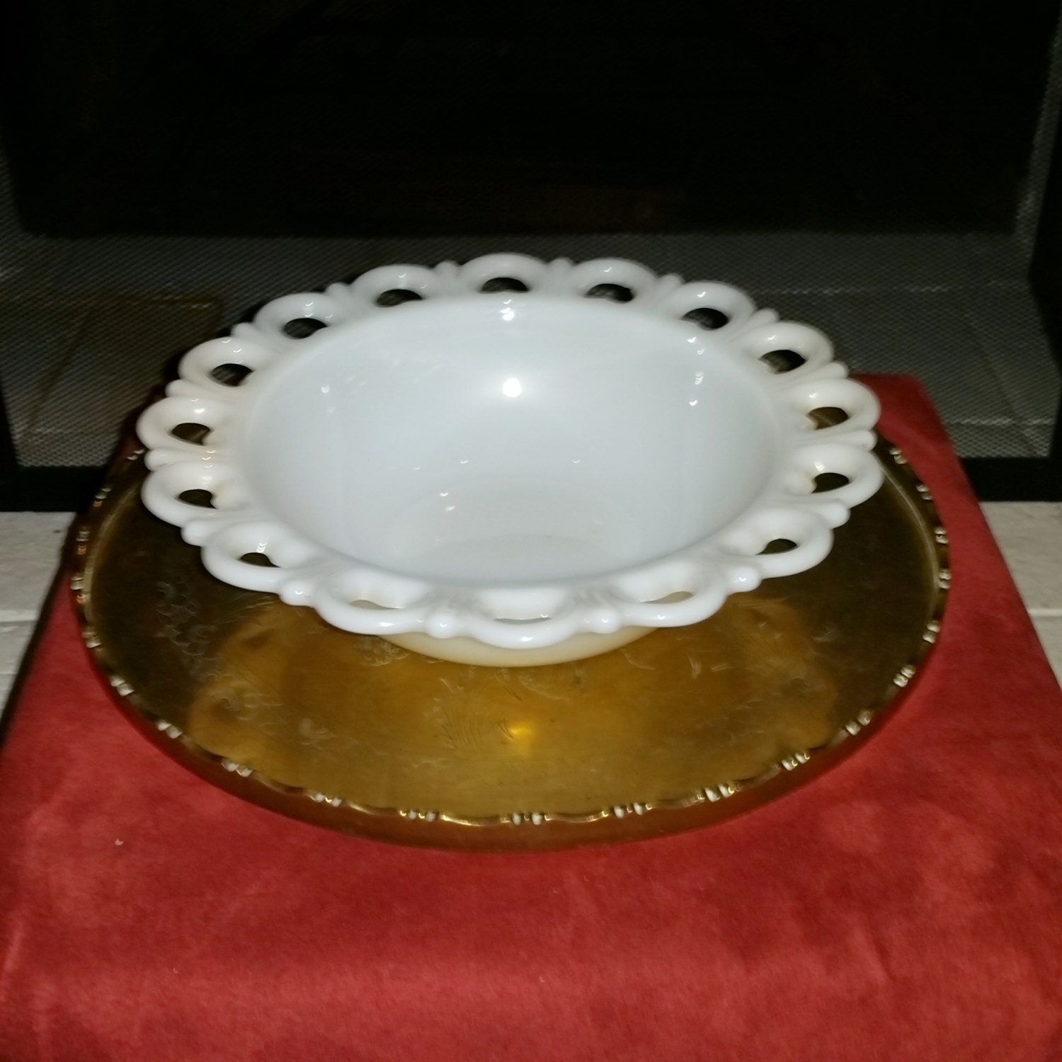 Mid Century Anchor Hocking Milk Glass Serving Bowl Haute Juice