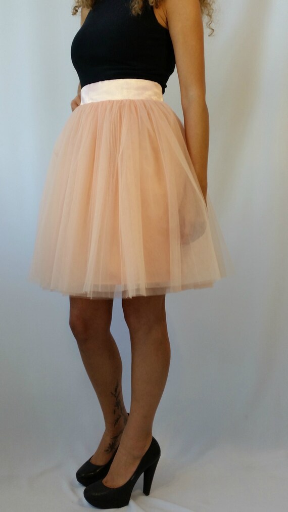 Peach Women Tulle Skirt Knee Length Tutu Skirt Princess 0419