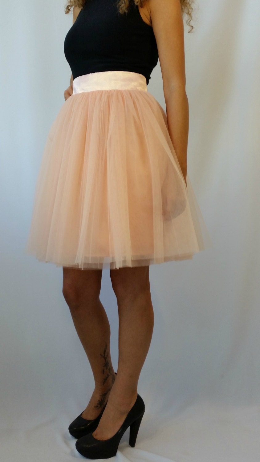 Peach Women Tulle Skirt Knee Length Tutu Skirt Princess 9665