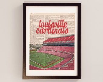 Louisville Cardinals Dictionary Art Print - Papa Johns Cardinal Stadium - Print on Vintage Dictionary Paper - University of Louisville