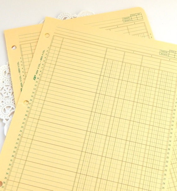 Vintage Yellow Ledger Paper. Lined Paper. by ThePaperBasket