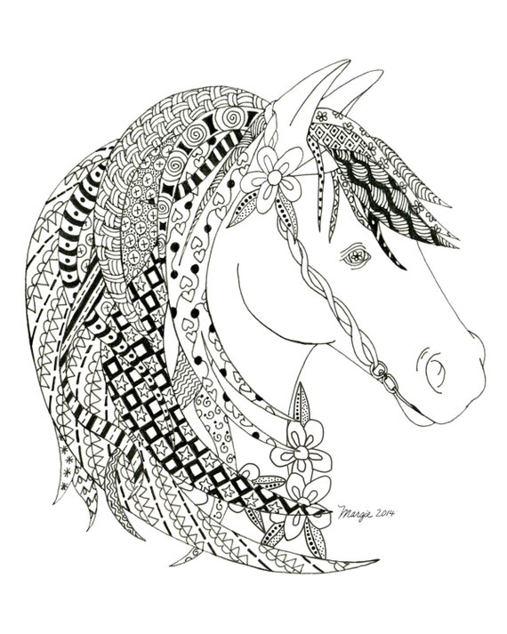 Items similar to Zentangle Horse Print on Etsy