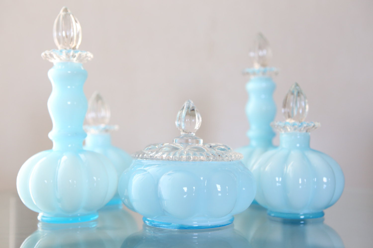 Vintage Fenton Glass Perfume bottles Baby blue made in