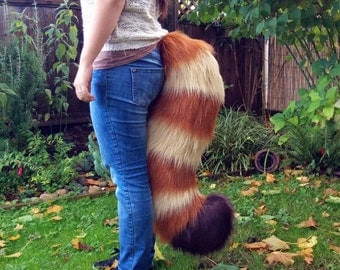 Red Panda Curved Costume Tail with or without Ears