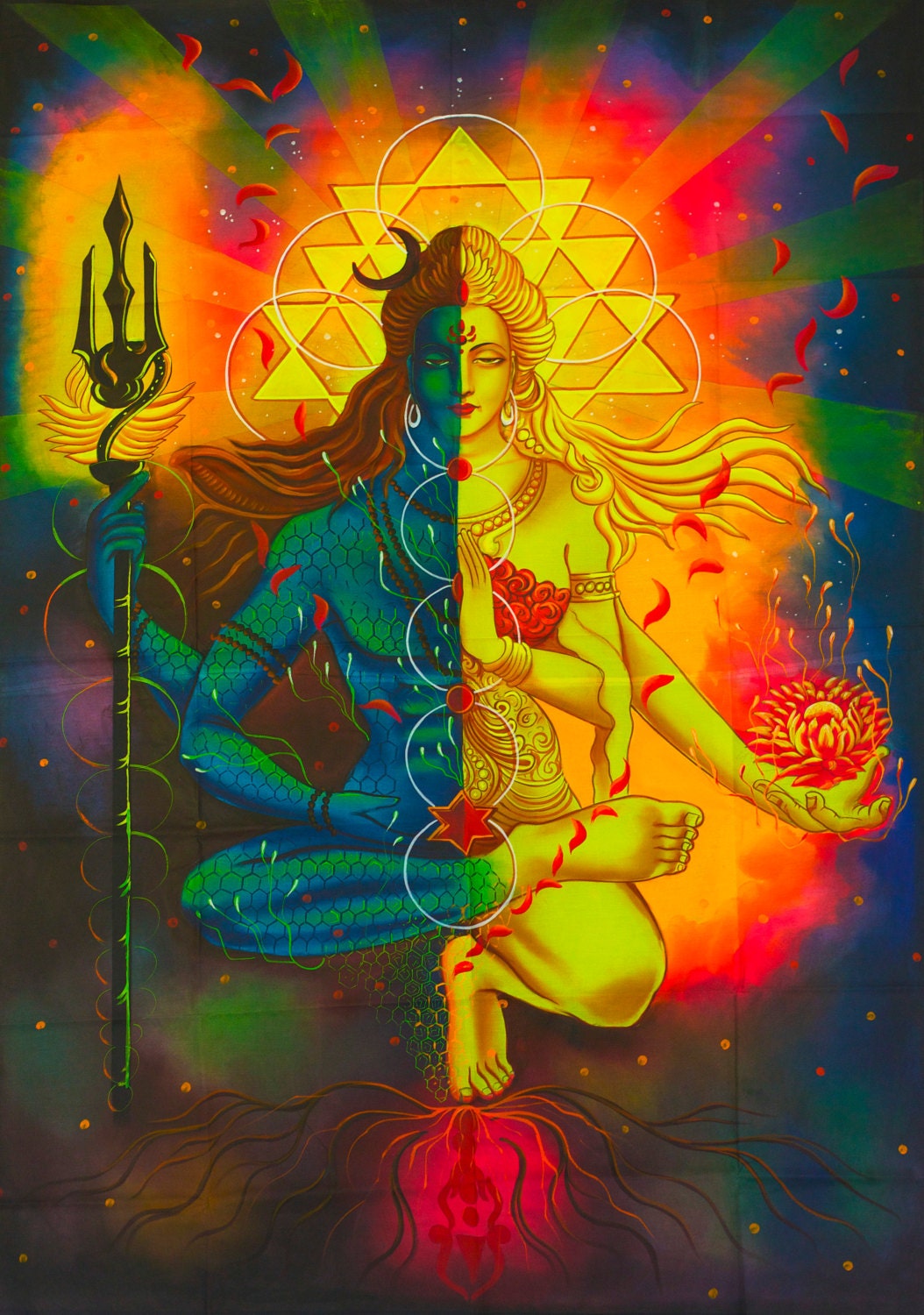 Shiva Parvati UV Painting handmade on order blacklight