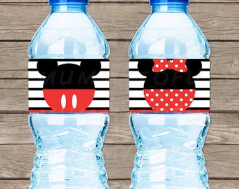 Mickey Minnie Mouse Water Bottle Labels Birthday Party - DIY Party Printable Instant Download