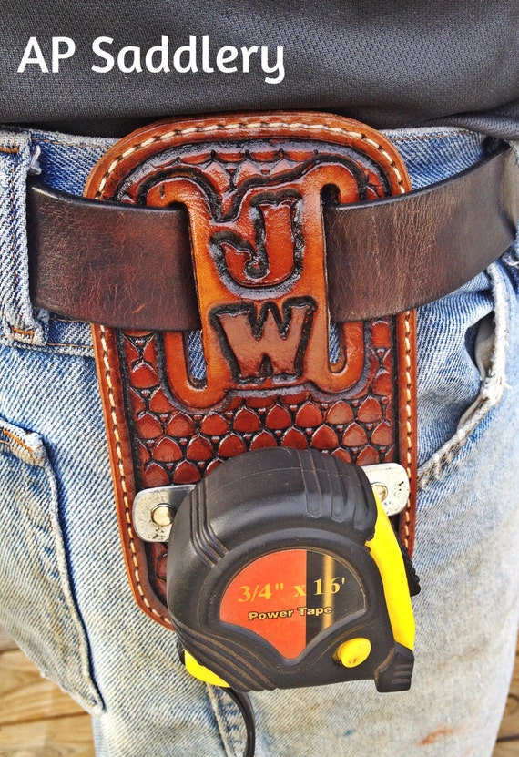 Custom Leather Tape Measure Holder Handmade in USA by APSaddlery