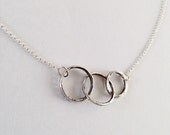 Circles Necklace - Interlocking Rings Necklace - Eco-friendly - Rustic Textured Sterling - Loop - Couples - Friendship - Fit Together