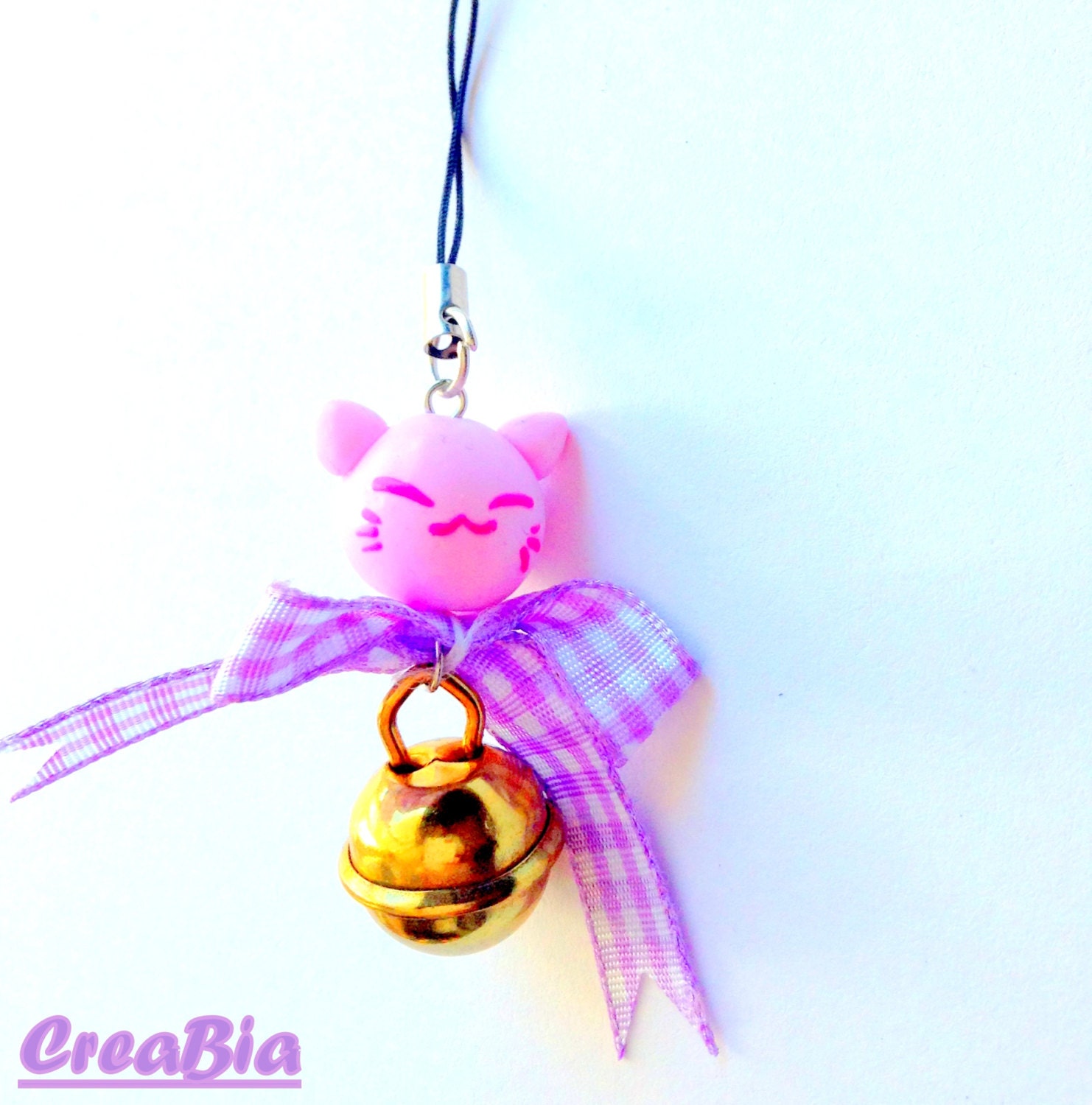 Cute Cat Charm Polymer Clay Charms Pink Cat Phone Charm