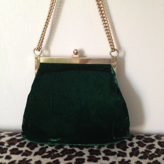 Vintage Emerald Green Velvet Purse