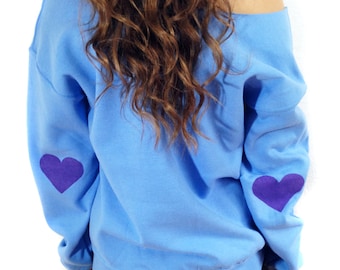 Heart Sweatshirt Women's Clothing Heart Elbows Off The Shoulder Sweatshirt Hipster « g180carolina «« (ots, ss) «