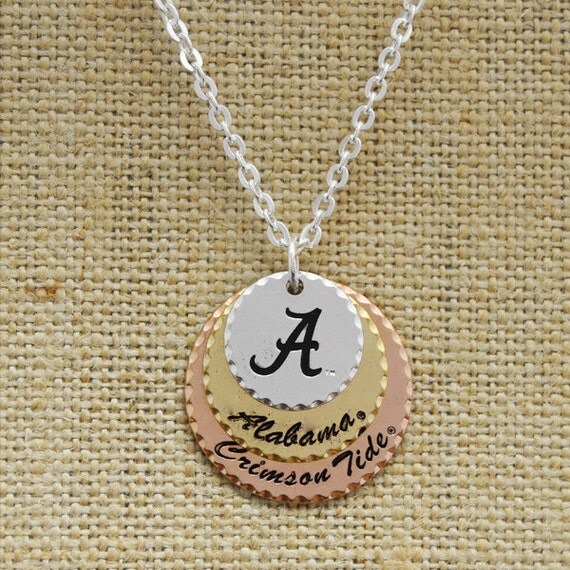 Alabama Crimson Tide Stamped Disk Necklace by ShopCharmingCollect