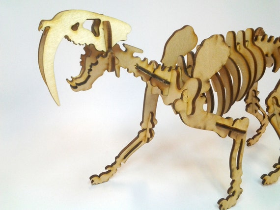 Smilodon Sabre Toothed Tiger Wooden 3d puzzle by PeperIndustries