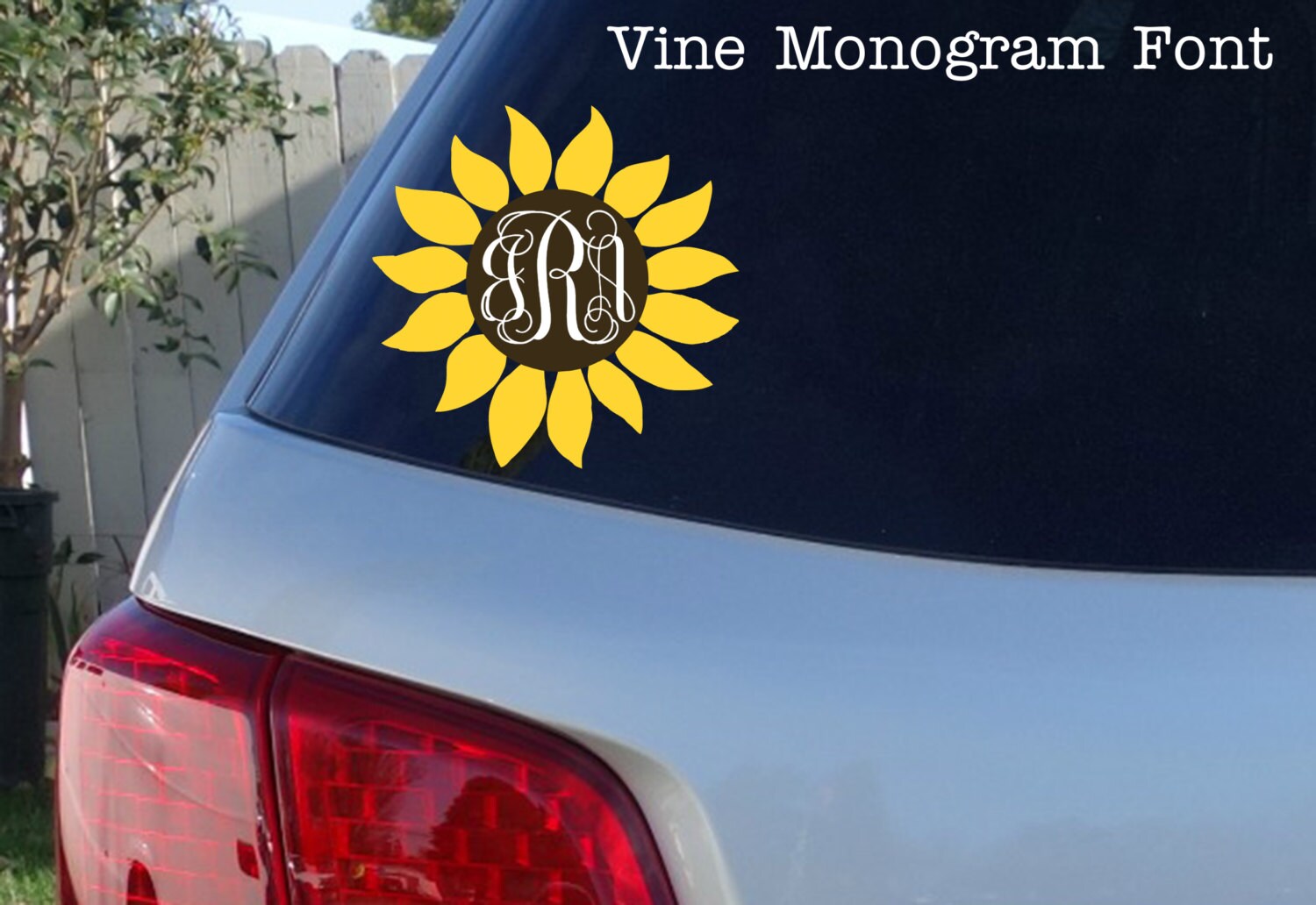 Sunflower Monogram Car Window Decal Initials Car Window