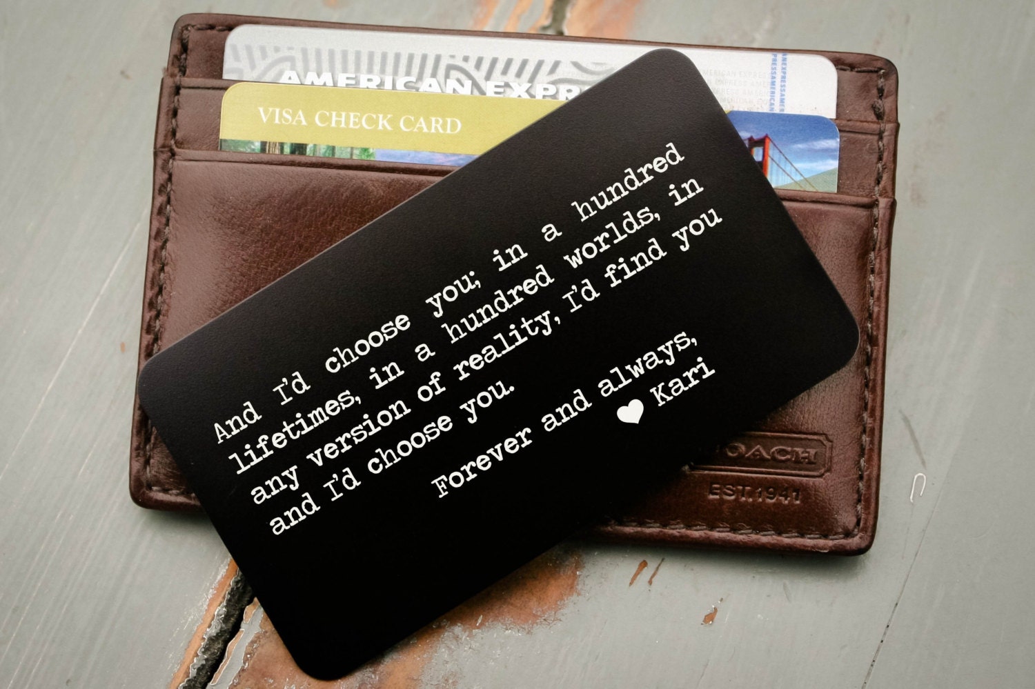 Personalized Wallet Card Metal Wallet Insert Engraved Wallet