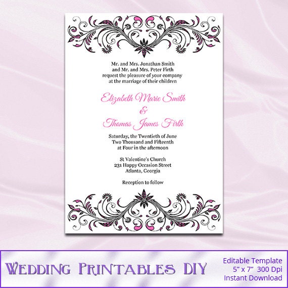 Hot Pink And Black Wedding Invitations 9