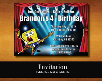 Spongebob Invitations, Spongebob Birthday Invitations, Spongebob Party Invitations, Spongebob Party, Spongebob Invitations