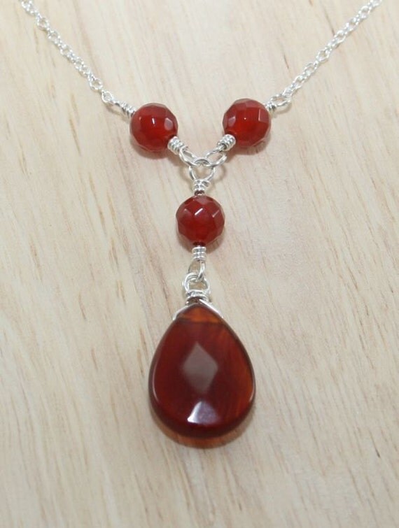 Red Agate & Sterling Silver Pendant. Wire by Crystalstormiw