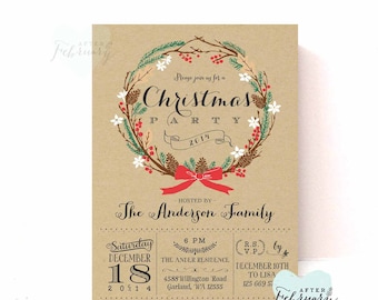 Holiday Party Invitation - Kraft Christmas Party Invitation - Christmas Invite - Printable Holiday Invitation - Printable No.519XMAS