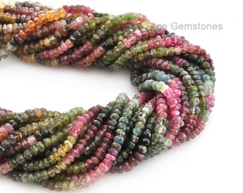 Multi Tourmaline Rondelle Beads Semiprecious Gemstone Beads A+ Grade, 5mm, 35 cm Strand, Wholesale Beads