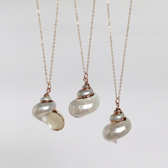Seashell Necklace Gold Dipped Shell Necklace Dainty by SoMECreate
