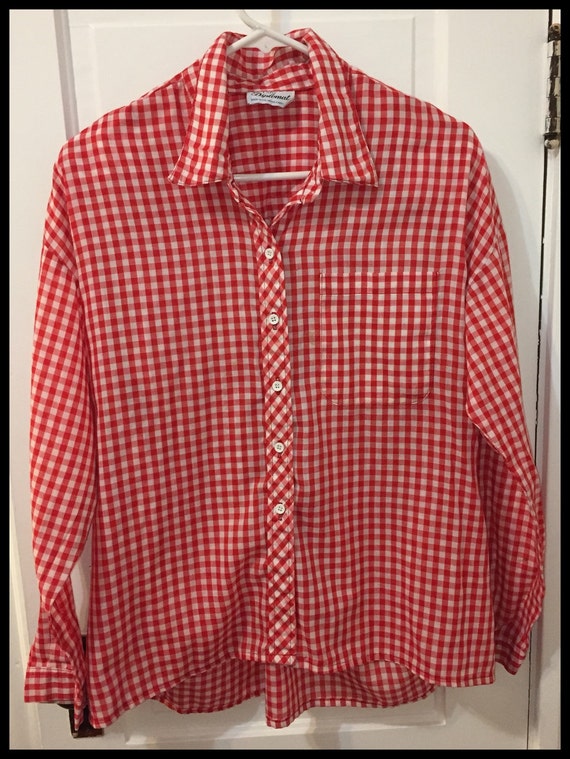 Vintage Red and White Gingham Shirt Size M/L by TigersDenVintage