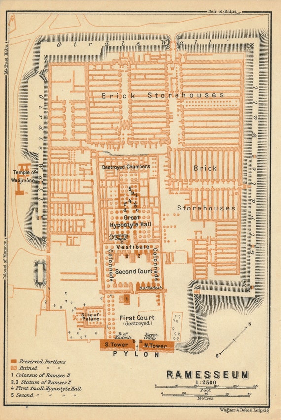 1929 Ramesseum Egypt Antique Map by Figure10 on Etsy