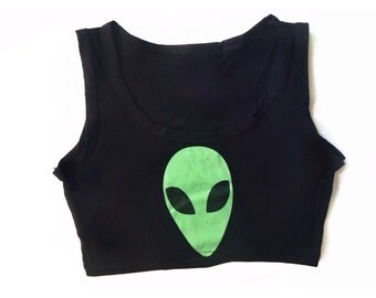 alien crop top soft grunge shirt ET crop top bralette vintage 90s ...