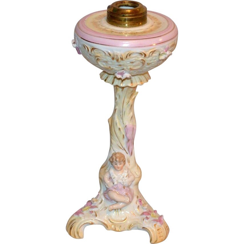 Porcelain Figural Lamp Base Cherub / Victorian by ChristiesCurios
