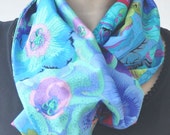 Flowered patchwork scarf made by soft 100% cotton Kaffe Fassett fabrics (available in three different color tones)