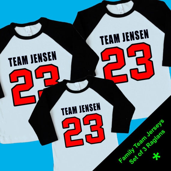Family Team Number Jerseys. Set of 3 Personalized by iHeartGiggles