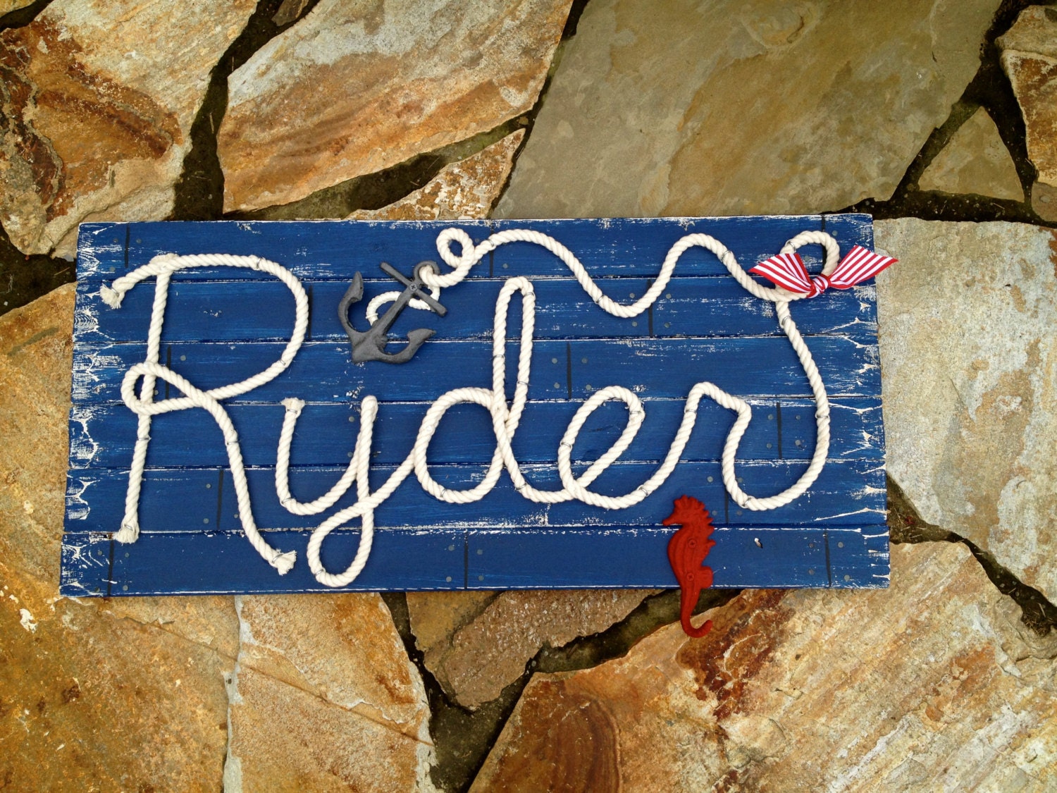 RYDER 32 Nautical Rope Name Sign Cottage Beach by RopeAndStyle