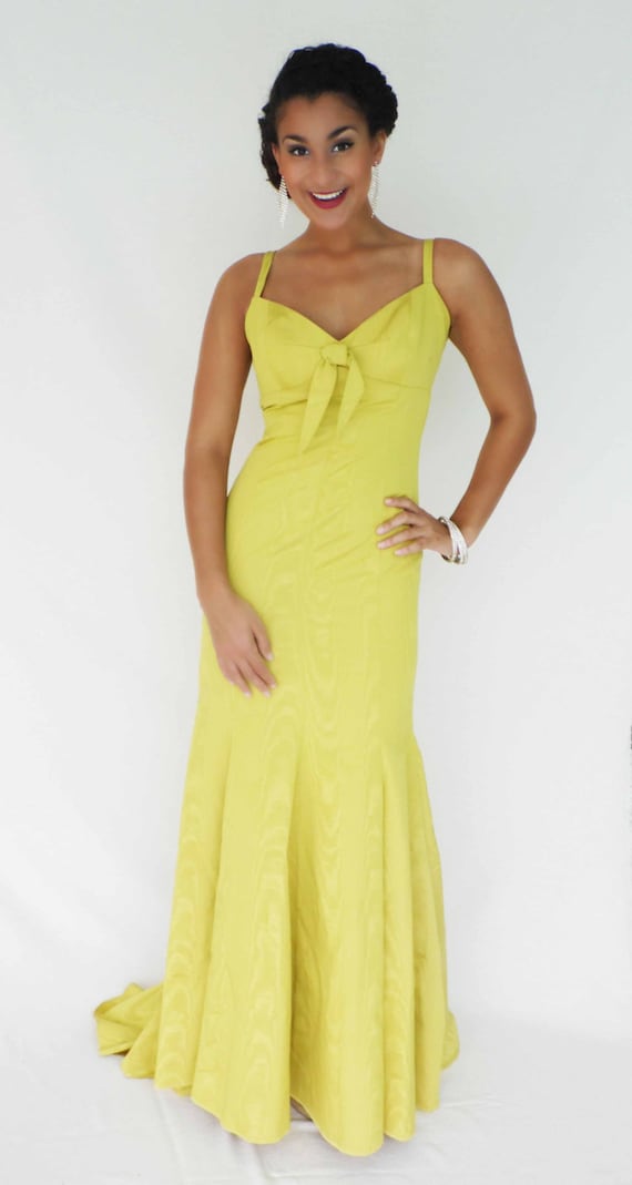 chartreuse evening gown