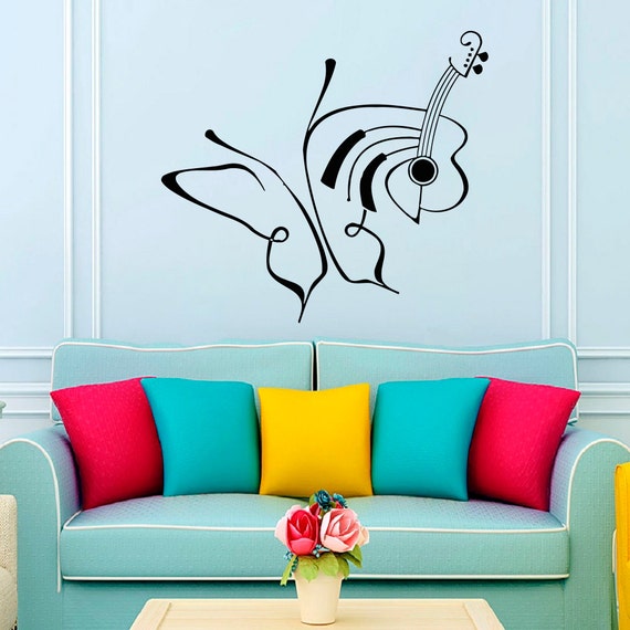 Items similar to Music Wall Decals Butterfly Music Guitar Wall Decal