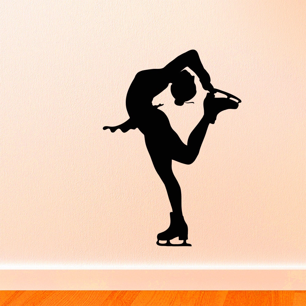 vinyl wall decals figure ice skater skating silhouette sports