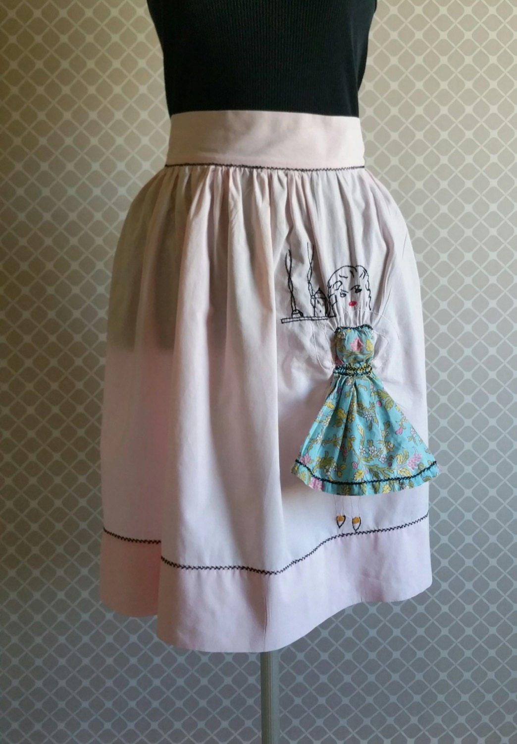 Vintage Half Apron – Embroidered Girl – Mean Woman Waitress – Naughty ...