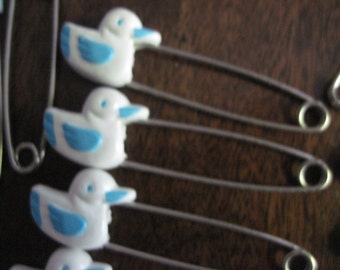 Vintage 24 Blue and White Ducky Diaper Pins Strong and Sturdy 1960's New Condition