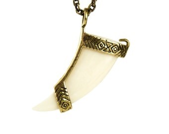 Claw Necklace Wrapped Talon Pendant Boho Jewelry Black Horn Bear Claw - FPE016